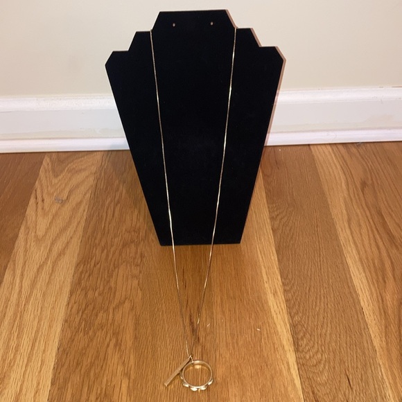 Madewell Gold Tone Key and Ring Pendant Necklace with Beaded Slide Extender - Picture 3 of 4